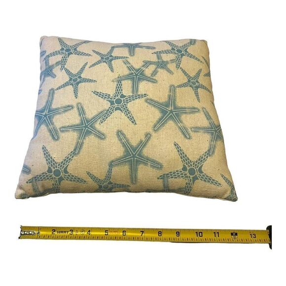 Nautical Throw Pillow Set of 2 Decorative 12" Seashell Starfish Beach House - Picture 5 of 6